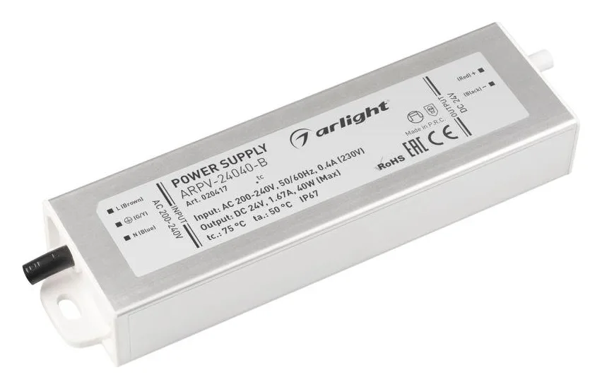 Блок питания ARPV-24040-B 24В 1.7А 40Вт IP67 метал. 3 года Arlight 020417