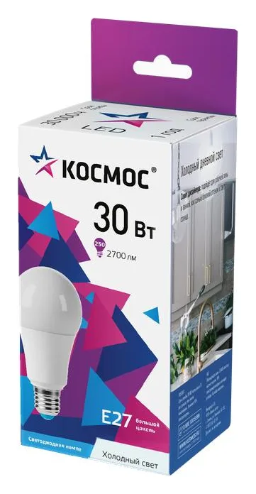 Лампа светодиодная А70 30Вт 6500К Е27 174-265В КОСМОС LkecLED30wA70E2765