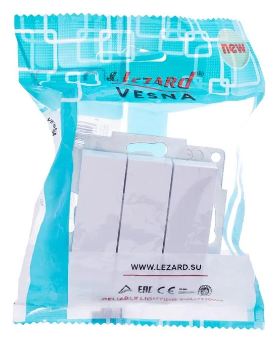Выключатель 3-кл. СП Vesna механизм бел. LEZARD 742-0288-109