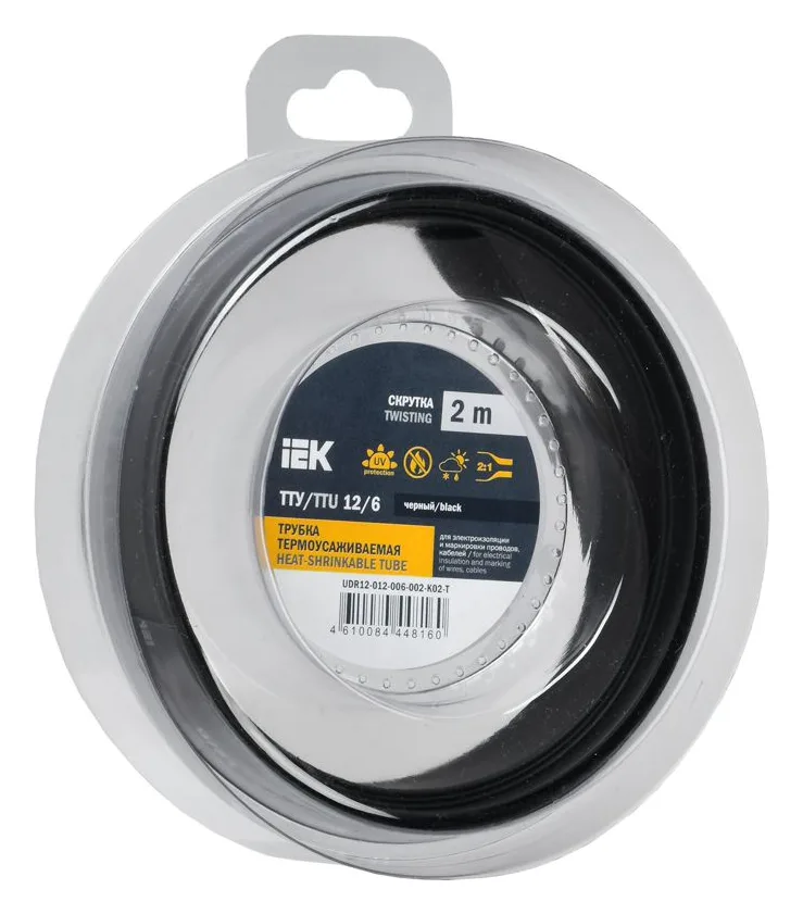 Трубка термоусадочная ТТУ нг-LS 12/6 черн. (уп.2м) IEK UDR12-012-006-002-K02-T