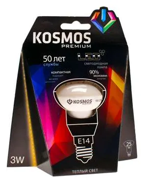 Лампа светодиодная KOSMOS premium 3Вт REFLECTOR 39мм E14 230В 3000К Космос KLED3wR39230vE1427