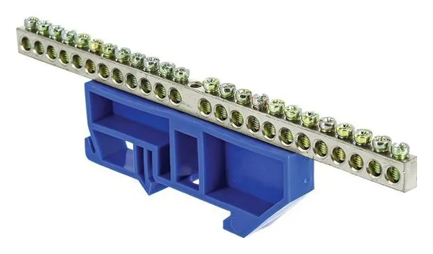 Шина нулевая N 6х9 24 отверст. цинк син. изолятор на DIN-рейку PROxima EKF sn1-63-24-d