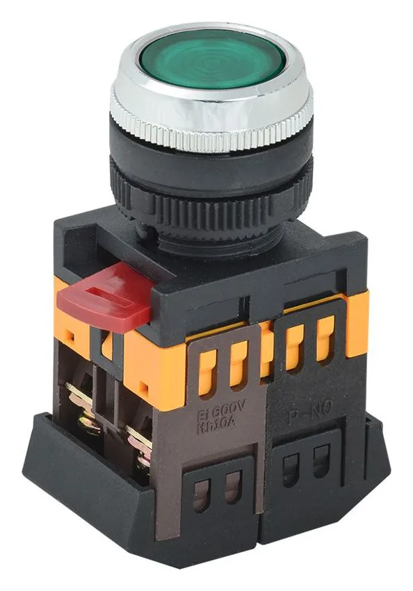 Кнопка ABLFS-22 d22мм 1НО+1НЗ 240В неон зел. GENERICA BBT30-ABLFS-K06