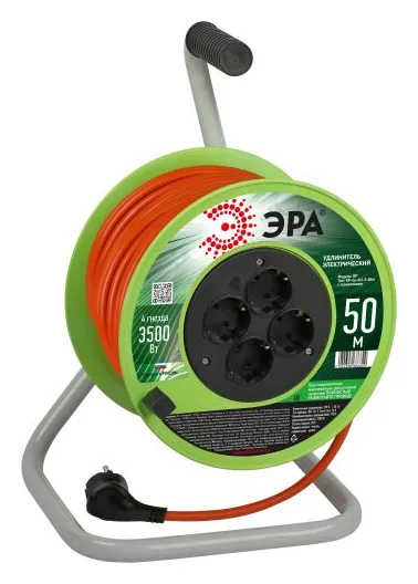 Удлинитель на катушке 4х50м с заземл. RP-4e-3x1.5-50m ПВС 3х1.5 Эра Б0056104