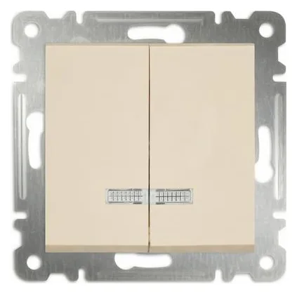Выключатель 2-кл. СП Karea 10А IP20 с подсветкой механизм крем. Makel 57010023