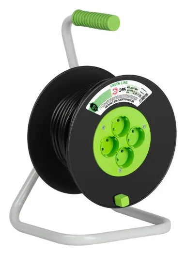 Удлинитель на пластик. катушке 4х40м без заземл. 16А IP20 GREEN LINE KAT-2x1.5-40m ПВС 2х1.5 Эра Б0065088