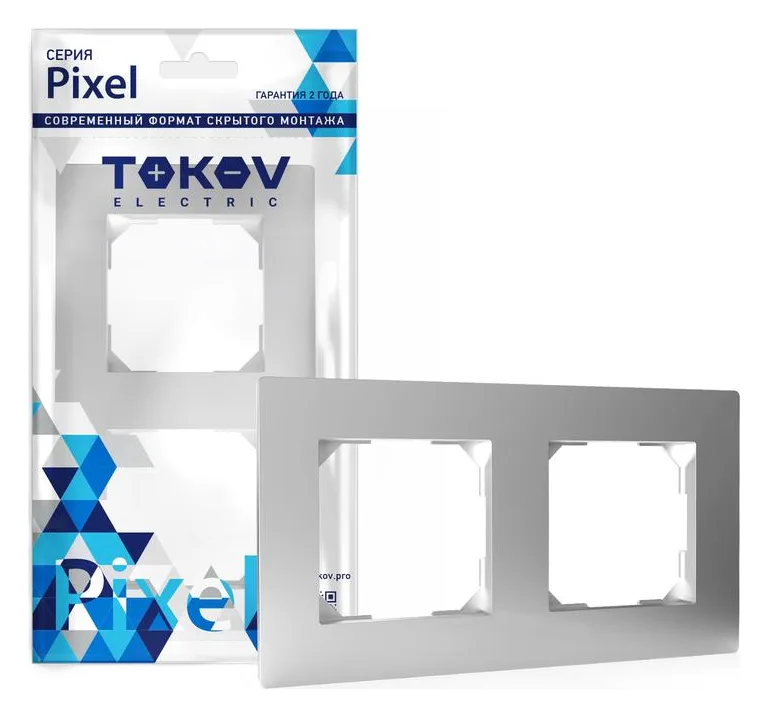 Рамка 2-м Pixel универс. алюм. TOKOV ELECTRIC TKE-PX-RM2-C03