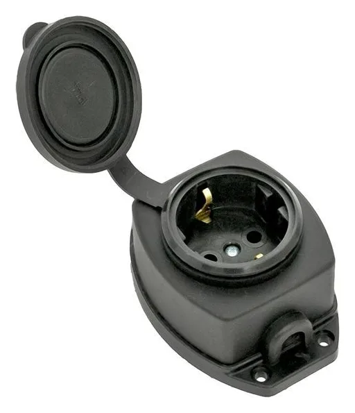Розетка настенная 16А IP44 230В 2P+PE с защ. крышкой каучук Basic EKF RPS-014-16-230-44