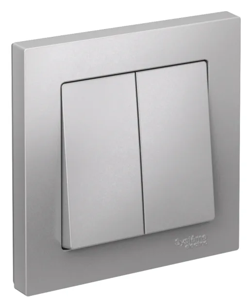 Выключатель 2-кл. СП AtlasDesign 10А IP20 (сх. 5) 10AX в сборе алюм. SE ATN000352