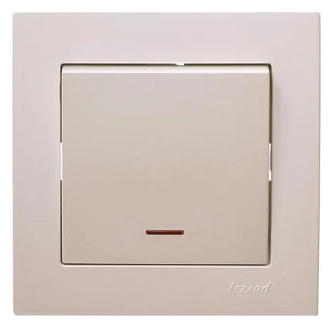 Выключатель 1-кл. 1п СП Vesna 10А IP20 с индикацией механизм крем. LEZARD 742-0388-111