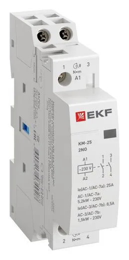 Контактор модульный КМ 25А 2NО (1 мод.) EKF km-1-25-20