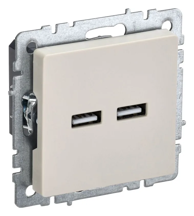 Розетка BRITE USB A+A 3.1А РЮ10-1-БрКр механизм беж. IEK BR-U21-D31-K10