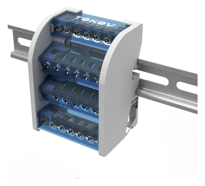 Шина на DIN-рейку в корпусе (кросс-модуль) 4 группы по 7 отверстий 100А TOKOV ELECTRIC TKE-DBTB-100-4-7/3L+PEN