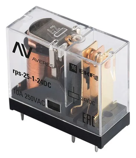 Реле промежуточное РП slim 25/1 10A 24В DC AVERES EKF rps-25-1-24DC