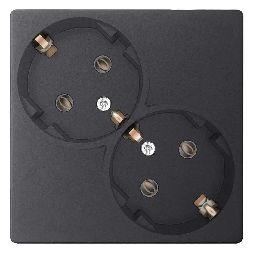 Розетка 2-м СП Simon 24 16А IP20 2х2P+E Schuko без защ. шторок механизм графит Simon 2450459-038