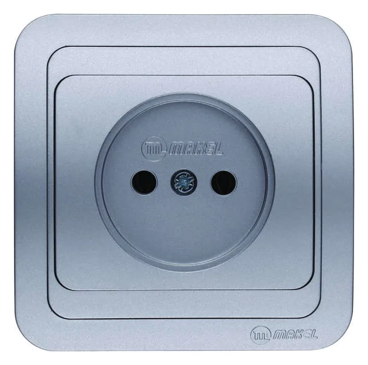 Розетка 1-м СП Mimoza 16А IP20 без заземл. серебр./серебр. Makel 23402