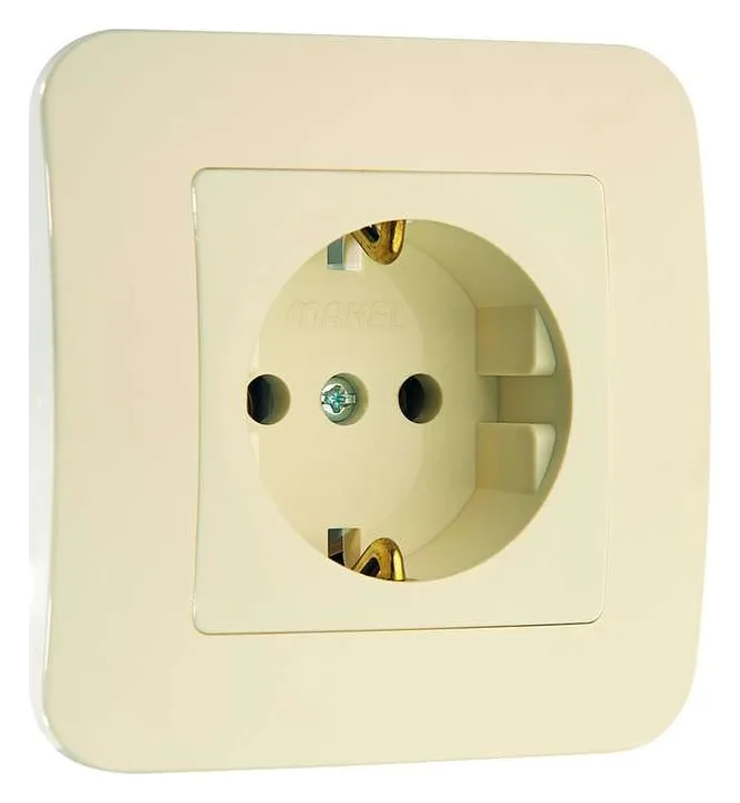 Розетка 1-м СП Lillium 16А IP20 с заземл. крем./крем. Makel 70228