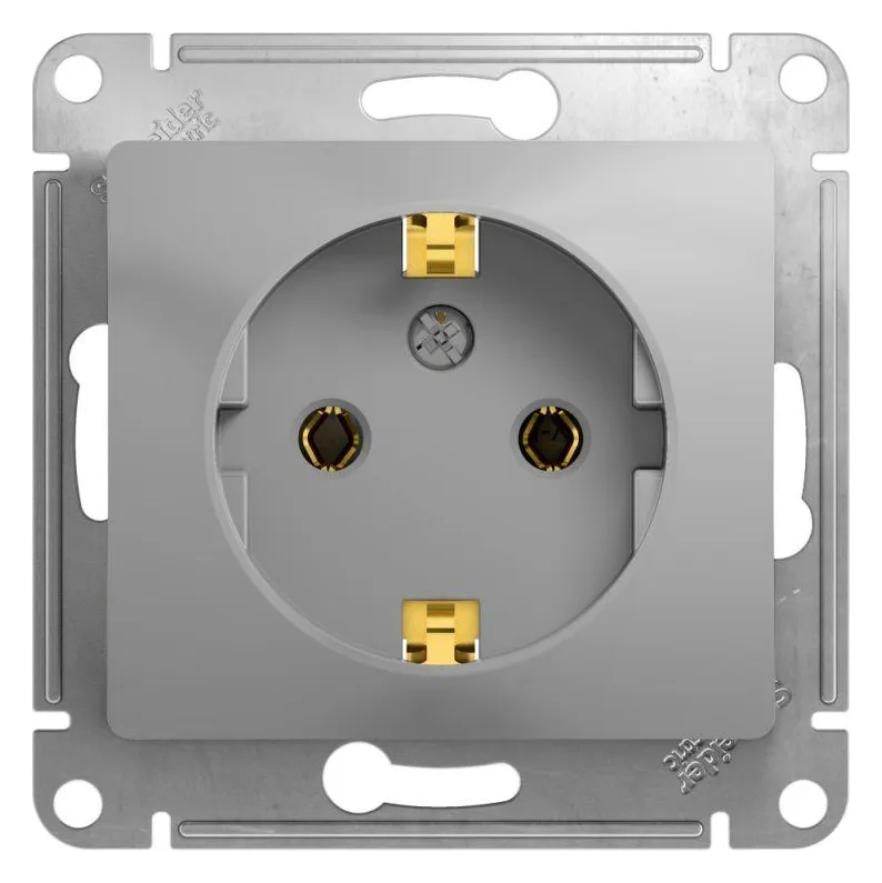 Розетка 1-м СП Glossa 16А IP20 с заземл. механизм алюм. SE GSL000343
