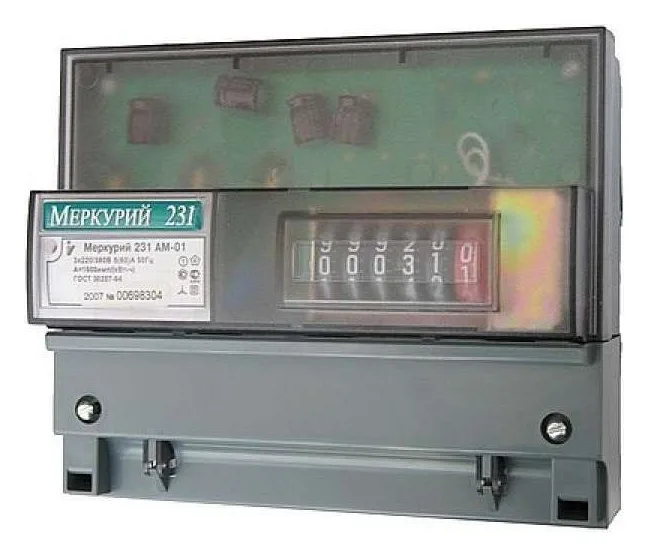 Счетчик Меркурий 231 AM-01 3ф 5-60А класс точн. 1.0 1 тариф. импульс. вых. на DIN-рейку мех. ОУ Инкотекс 00000032430