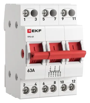 Переключатель трехпозиционный ТПС-63 3P 63А PROxima EKF TPS363