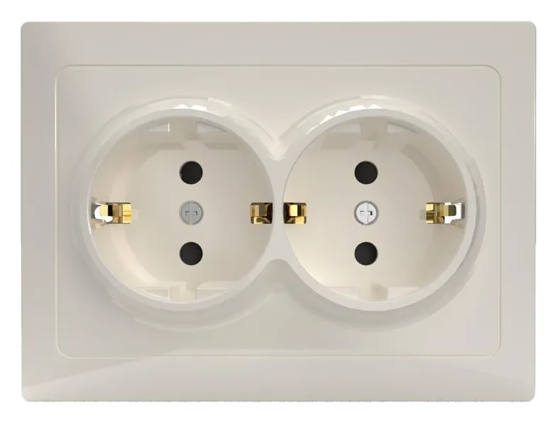 Розетка 2-м СП Pixel 16А IP20 с заземл. защ. шторки в сборе беж. TOKOV ELECTRIC TKE-PX-R2FZSF-C02