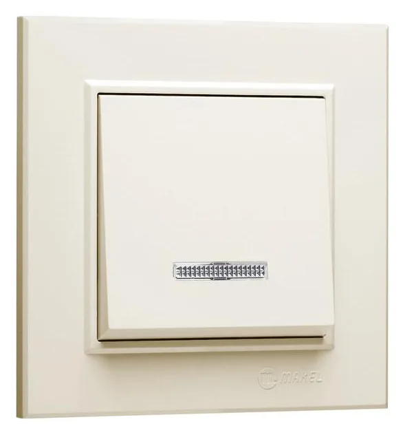 Выключатель 1-кл. СП Karea 10А IP20 с подсветкой крем. Makel 56010021