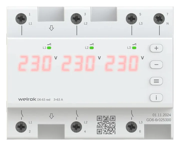 Реле напряжения D6-63 red Welrok 4660251140410