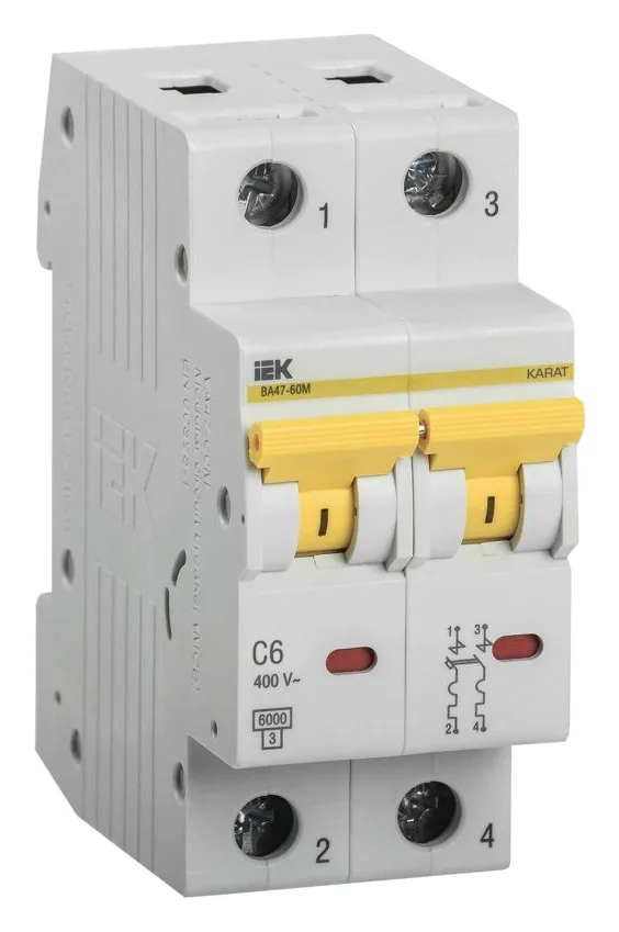Выключатель автоматический модульный 2п C 6А 6кА ВА47-60M KARAT IEK MVA31-2-006-C