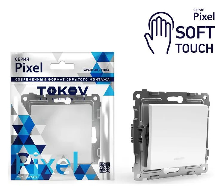 Выключатель 1-кл. СП Pixel 10А IP20 с индикатором механизм айс TOKOV ELECTRIC TKE-PX-V1I-C34