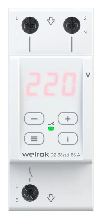 Реле напряжения D2-63 red Welrok 4660251140014