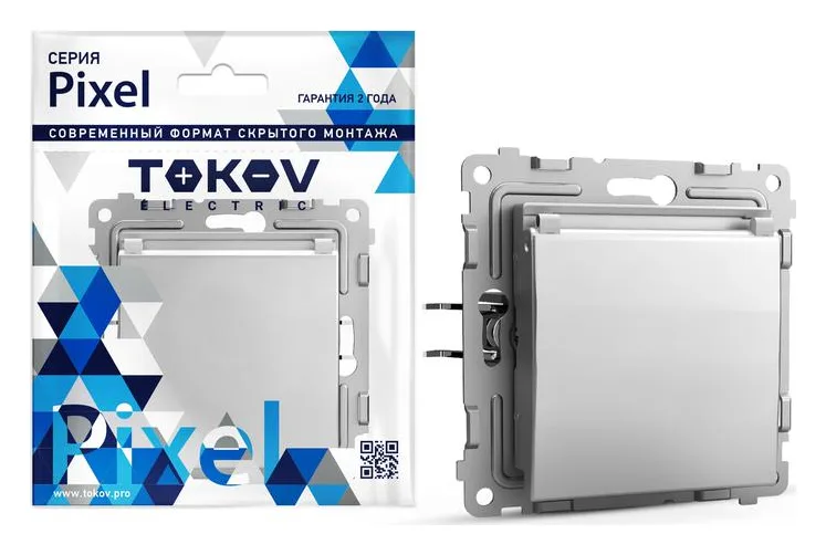 Розетка 1-м СП Pixel 16А IP20 с заземл. защ. шторки с крышкой механизм алюм. TOKOV ELECTRIC TKE-PX-R1ZSW1-C03