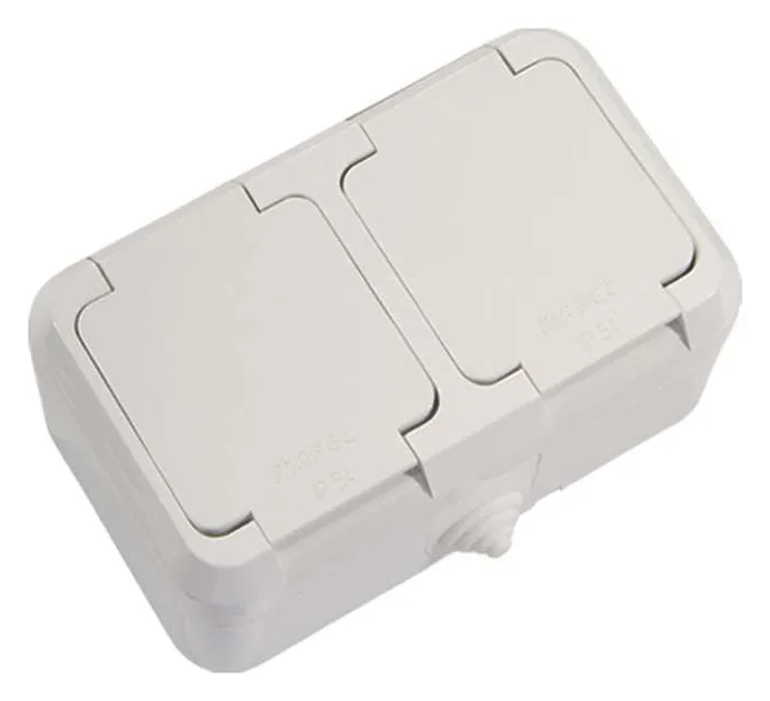 Розетка 2-м ОП 16А IP44 с заземл. п/герм. бел. Makel 18354
