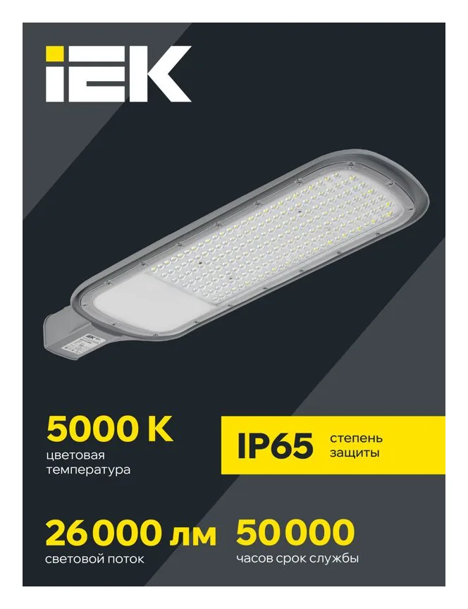 Светильник светодиодный ДКУ 1012-200Ш 5000К IP65 уличный консольный сер. IEK LDKU1-1012-200-5000-K03