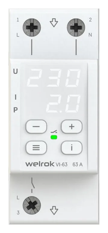 Реле напряжения с контролем тока VI-63 Welrok 4660251140274