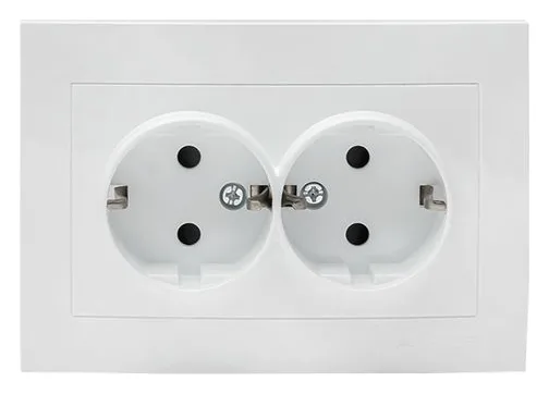 Розетка 2-м СП Валенсия 16А IP20 с заземл. защ. шторки бел. PROxima EKF EWR16-128-10