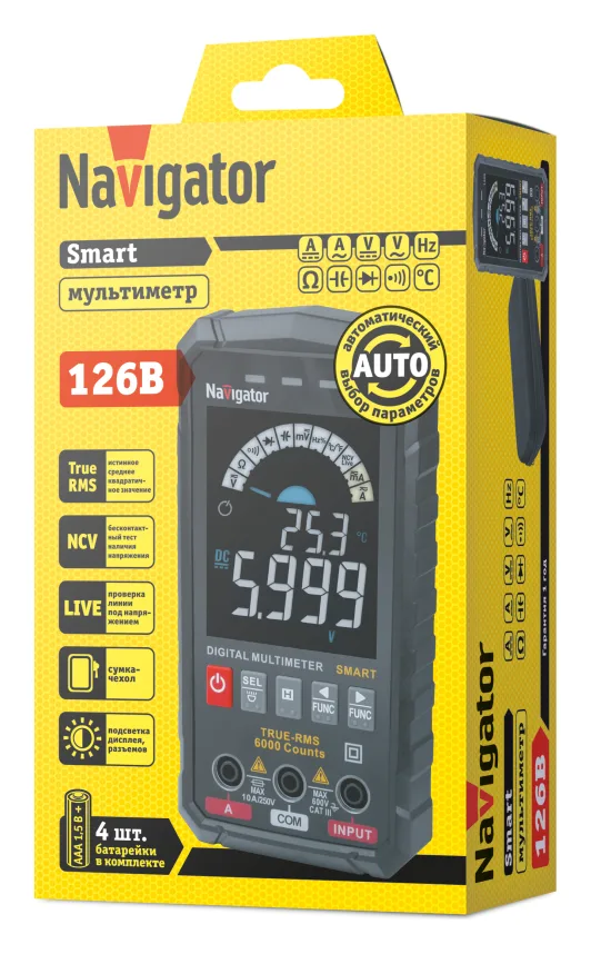 Мультиметр 95 770 NMT-Mm-126B True RMS Smart цветной дисплей Navigator 95770