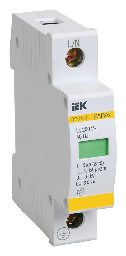 Ограничитель перенапряжения ОПС1-D 1P KARAT IEK MOP20-1-D