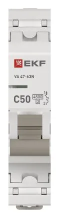 Выключатель автоматический модульный 1п C 50А 4.5кА ВА 47-63N PROxima EKF M634150C