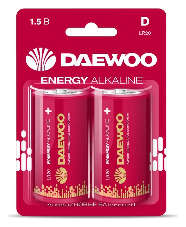 Элемент питания алкалиновый D/LR20 1.5В Energy Alkaline 2021 BL-2 (уп.2шт) DAEWOO 5030022
