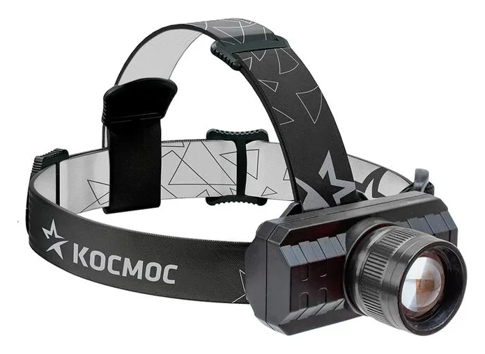 Фонарь аккумуляторный налобный XPE 3Вт с зумом литиевый аккум. 1.2А.ч ЗУ Micro USB шнур (в компл.) КОСМОС KocH3WZoo