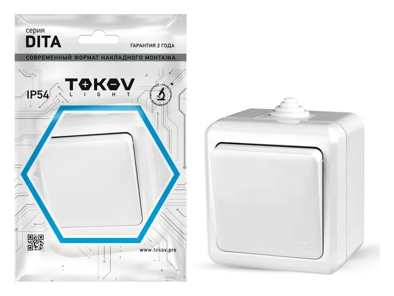 Выключатель 1-кл. ОП Dita IP54 10А 250В бел. TOKOV ELECTRIC TKL-DT-V1-C01-IP54