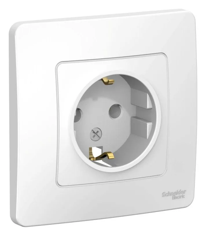 Розетка 1-м СП Blanca 16А IP20 250В с заземл. без защ. шторок бел. SE BLNRS001011