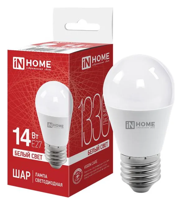Лампа светодиодная LED-ШАР-VC 14Вт 230В E27 4000К 1330лм IN HOME 4690612047829