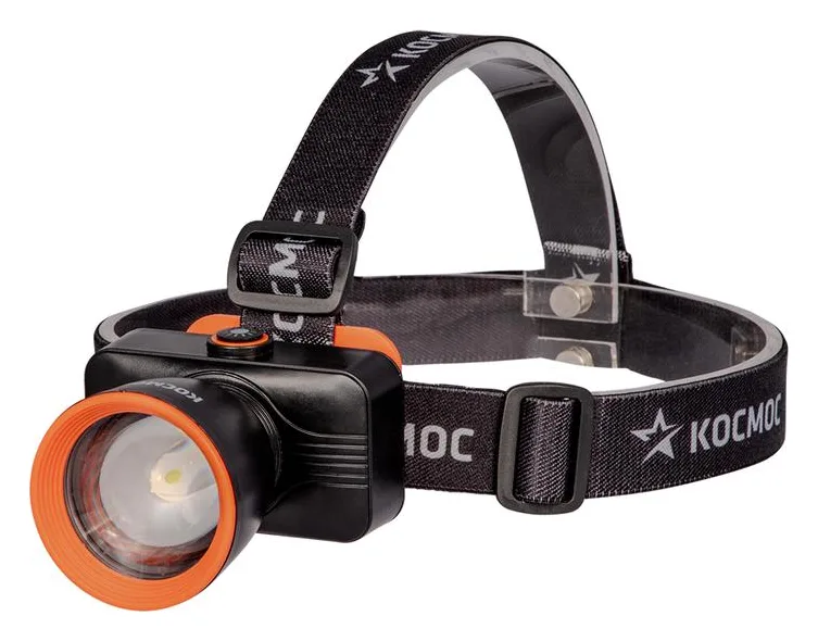 Фонарь налобный аккум. 10Вт Laser LED/ 1200мА.ч ABS пластик линза Френеля КОСМОС KOC531Lit