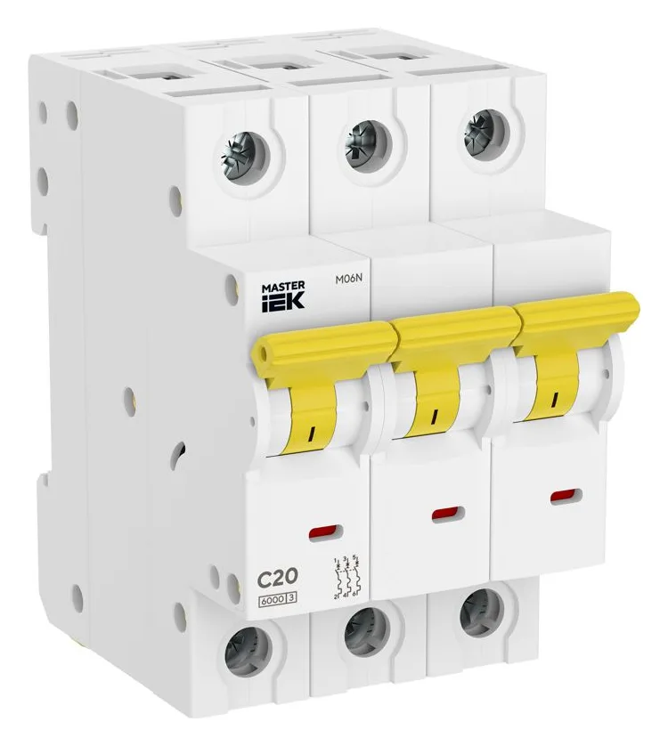 Выключатель автоматический M06N 3P C 20А MASTER IEK MI-M06N-3-C020
