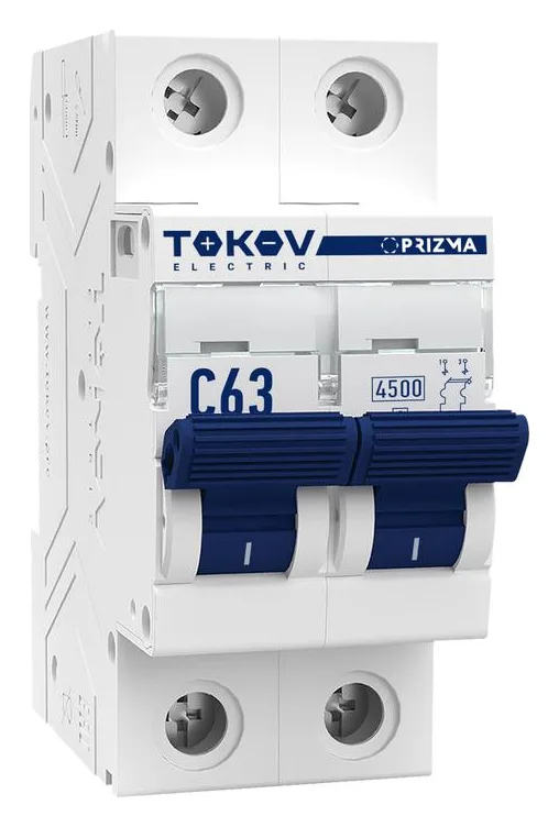 Выключатель автоматический модульный 2п C 63А 4.5кА PRIZMA TOKOV ELECTRIC TKE-PZ45-MCBI-2-63-C