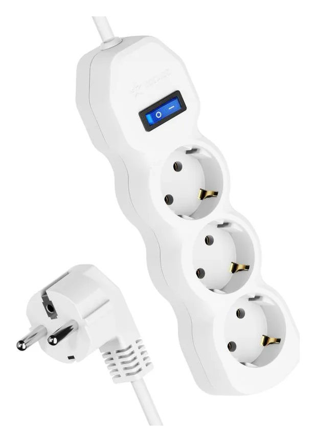 Удлинитель 3х3м с заземл. 10А IP20 ПВС 3х0.75 с выкл. КОСМОС YKsm3m-3g-Z-V(10A)P