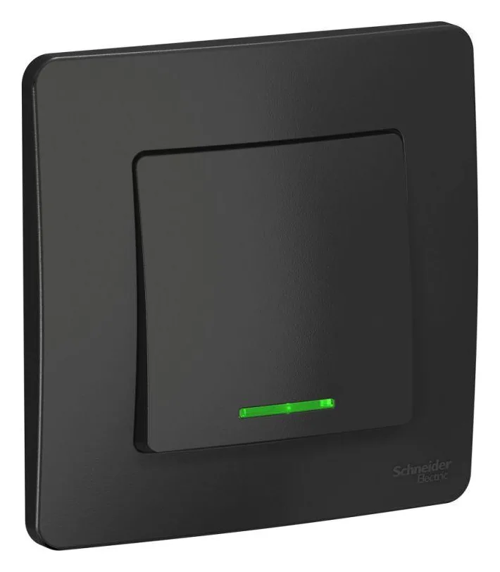 Выключатель 1-кл. СП Blanca 10А IP20 (сх. 1) 250В с подсветкой антрацит SE BLNVS010116