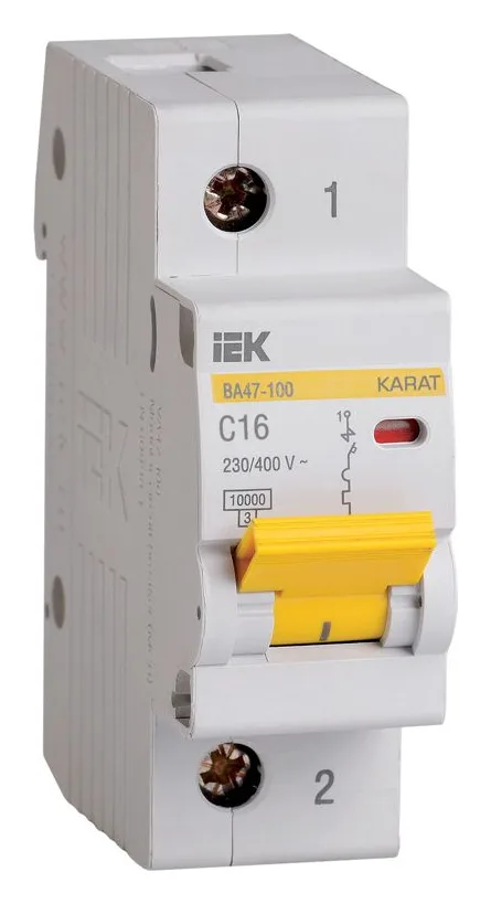Выключатель автоматический модульный 1п C 16А 10кА ВА47-100 KARAT IEK MVA40-1-016-C