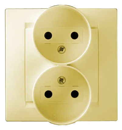 Розетка 2-м СП Simon15 16А IP20 250В без заземл. винт. клеммы сл. кость Simon 1590457-031